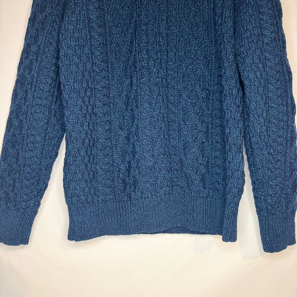 Aran Crafts Women’s 1/4 Zip 100% Merino  Wool Blue Sweater Size Large Y2K 90s - Picture 5 of 10